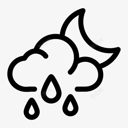 夜雨云降水图标svg_新图网 https://ixintu.com 云 夜雨 天气线 阵雨 降水 雨