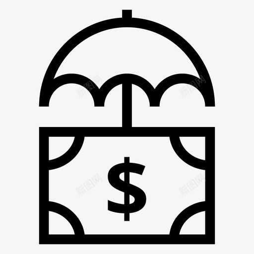 支付现金货币图标svg_新图网 https://ixintu.com 伞 安全 支付 现金 货币 银行金融线图标