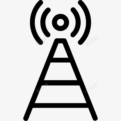wifi塔通信塔信号塔图标svg_新图网 https://ixintu.com wifi塔 wifi天线 信号塔 无线天线 科技线路图标 通信塔