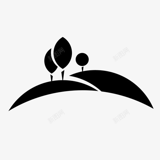 风景小山自然图标svg_新图网 https://ixintu.com 小山 树木 自然 风景