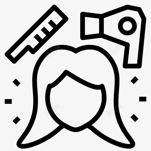 发廊梳子吹风机图标svg_新图网 https://ixintu.com 发廊 吹风机 妇女 梳子 活动