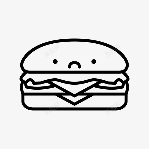 汉堡悲伤可爱食物图标svg_新图网 https://ixintu.com 可爱 心情 汉堡心情 汉堡悲伤 食物