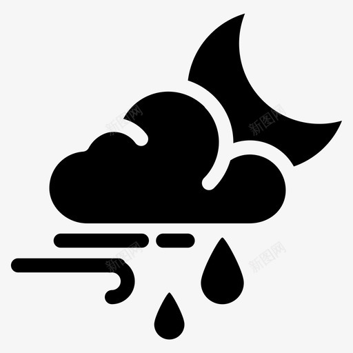 夜风云风雨图标svg_新图网 https://ixintu.com 云风 夜风 天气 季节 雨