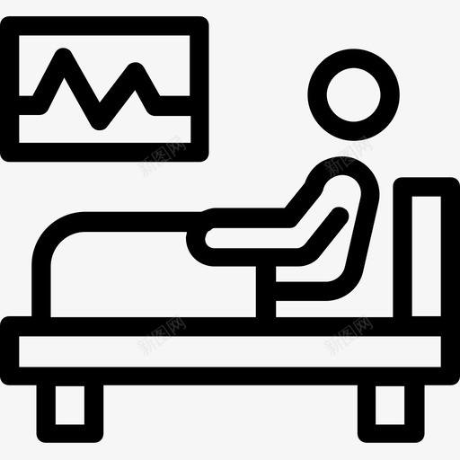 ecg床心脏图标svg_新图网 https://ixintu.com ecg 医疗线路图标 医院 床 心脏 患者