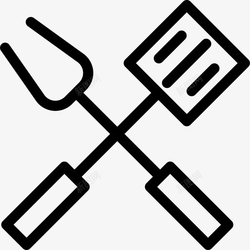 烧烤工具食物叉子图标svg_新图网 https://ixintu.com 厨房 厨房饮料 叉子 抹刀 烧烤工具 食物