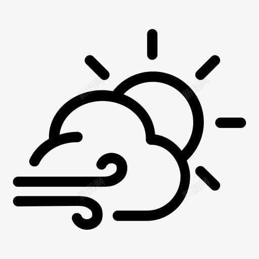 多云阵风太阳天气图标svg_新图网 https://ixintu.com 多云阵风 天气 太阳 白天天气 风