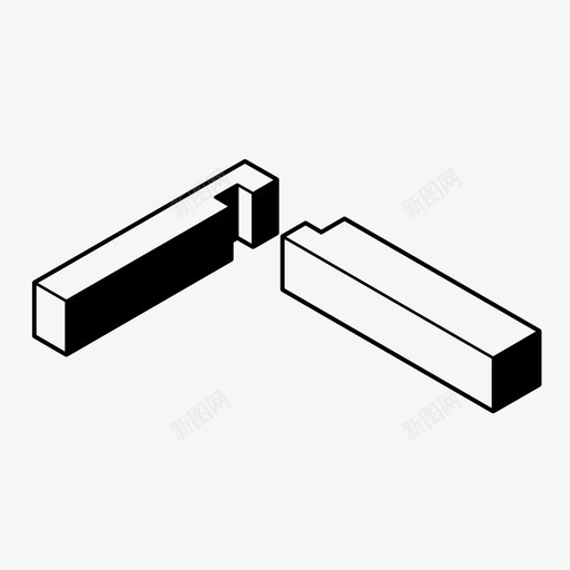 墙裙槽口接缝木工连接图标svg_新图网 https://ixintu.com 墙裙槽口接缝 木制品 木工 细木工 细部 连接