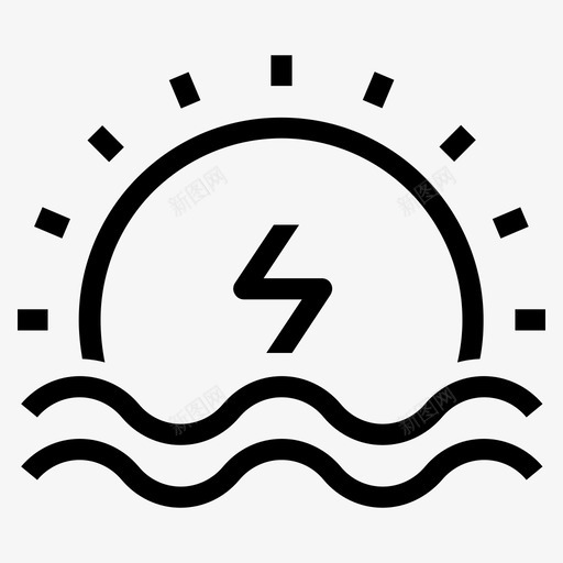 可再生能源清洁能源太阳能图标svg_新图网 https://ixintu.com 可再生能源 太阳能 波浪 清洁能源 风能