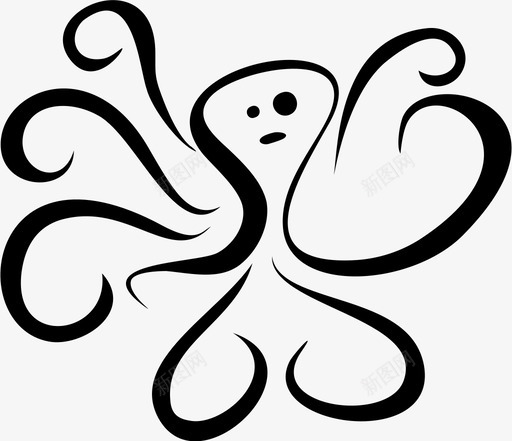 章鱼动物鱼图标svg_新图网 https://ixintu.com 动物 海 海怪 章鱼 腿 鱼