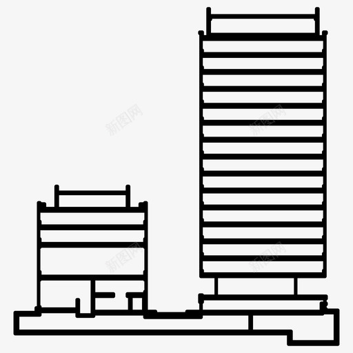 剖面图建筑现代图标svg_新图网 https://ixintu.com 剖面图 办公楼 塔楼 建筑 现代