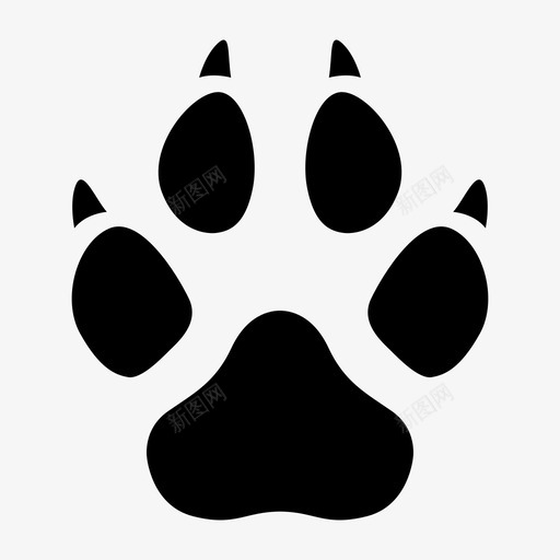爪印动物狗图标svg_新图网 https://ixintu.com 动物 宠物 爪印 狗 狗掌印 狼 狼抓痕 狼脚印设计 脚印