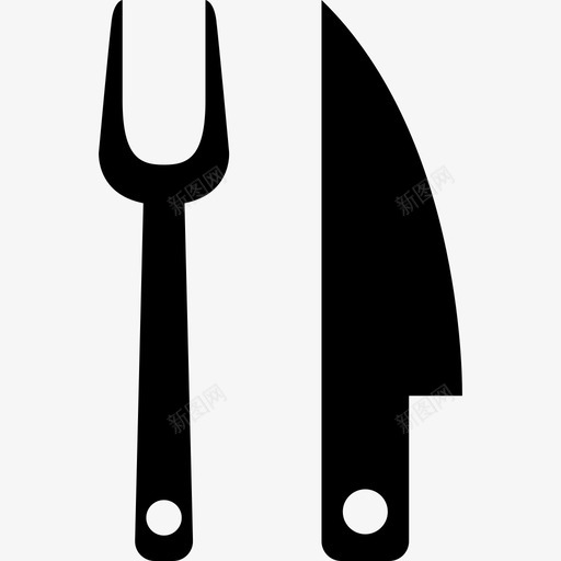 雕刻刀烤肉叉子图标svg_新图网 https://ixintu.com 厨房 叉子 工具 烤肉 肉 雕刻刀
