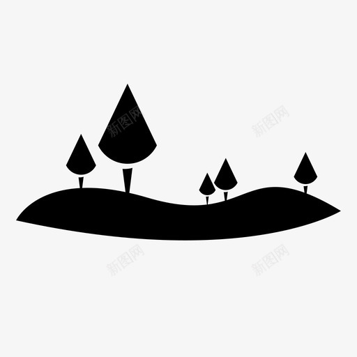 风景小山自然图标svg_新图网 https://ixintu.com 小山 树木 自然 风景