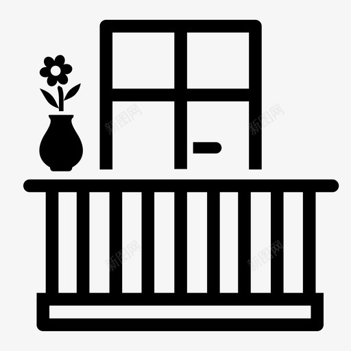 阳台有花门壶图标svg_新图网 https://ixintu.com 壶 窗 门 阳台有花