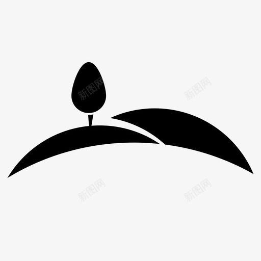 风景小山自然图标svg_新图网 https://ixintu.com 小山 树木 自然 风景