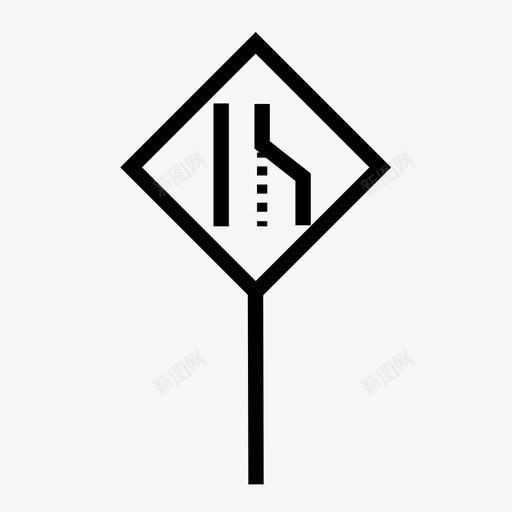 车道结束合并道路图标svg_新图网 https://ixintu.com 合并 标志 路标 车道结束 道路