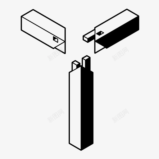 三斜接木工连接图标svg_新图网 https://ixintu.com 三斜接 木制品 木工 木接头 细木工 细部 连接