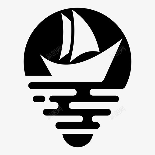 船地图针港口图标svg_新图网 https://ixintu.com 地图针 帆船 港口 船