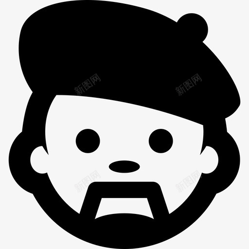戴着贝雷帽和山羊胡的男人脸人人的象形图图标svg_新图网 https://ixintu.com 人 人的象形图 戴着贝雷帽和山羊胡的男人脸
