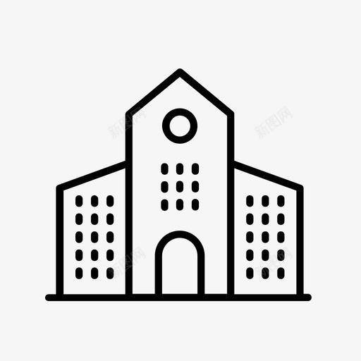 建筑物城市小学图标svg_新图网 https://ixintu.com 城市 城镇 小学 建筑物