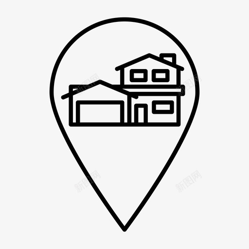 郊区住宅地图图钉住宅电线地图图钉图标svg_新图网 https://ixintu.com 住宅 电线地图图钉 郊区住宅地图图钉