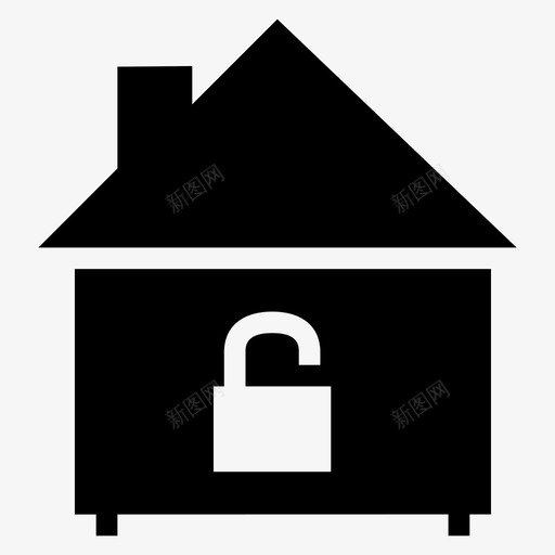 建筑商业房子图标svg_新图网 https://ixintu.com 商业 城镇 建筑 建筑房地产雕文图标 房子 锁