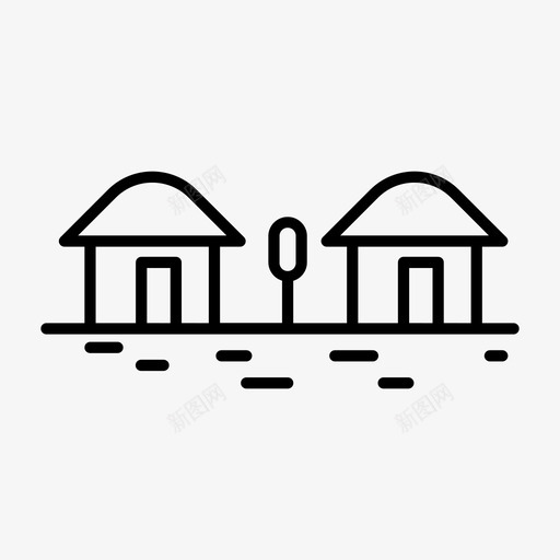 村庄建筑住宅图标svg_新图网 https://ixintu.com 住宅 小屋 度假 建筑 旅游和设施 村庄