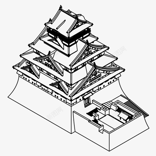 日本城堡要塞日本图标svg_新图网 https://ixintu.com 大阪 大阪城堡 日本 日本城堡 武士 要塞