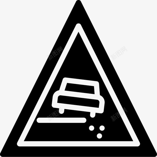 路滑路标交通图标svg_新图网 https://ixintu.com 交通 撞车图标交通标志牢固 路标 路滑