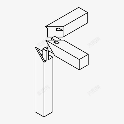 三斜接木工连接图标svg_新图网 https://ixintu.com 三斜接 木制品 木工 木接头 细木工 细部 连接