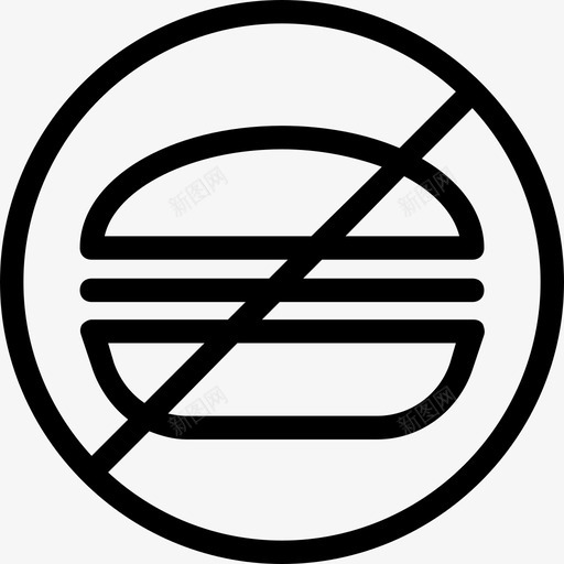 不健康食品汉堡禁止图标svg_新图网 https://ixintu.com 不健康食品 减肥 医疗线图标 汉堡 禁止 限制