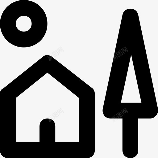 家庭住宅农舍树木图标svg_新图网 https://ixintu.com 农舍 家庭住宅 旅游和地方平滑线图标 村庄 树木
