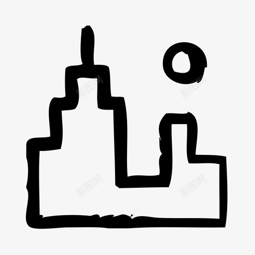 天际线城市位置图标svg_新图网 https://ixintu.com 位置 地图 城市 城镇 天际线 草图