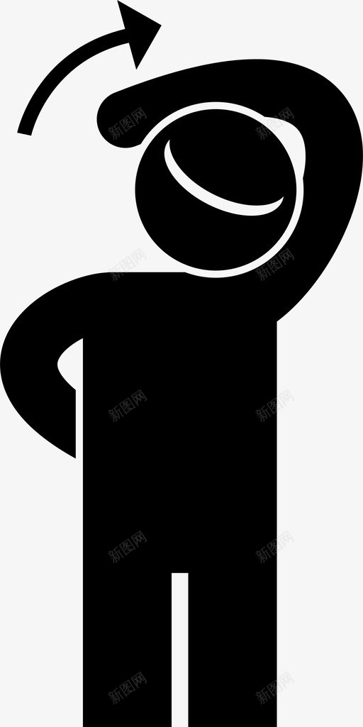 转头转颈拉图标svg_新图网 https://ixintu.com 伸 体伸展运动 手臂和腿部伸展运动瑜伽 拉 转头 转颈