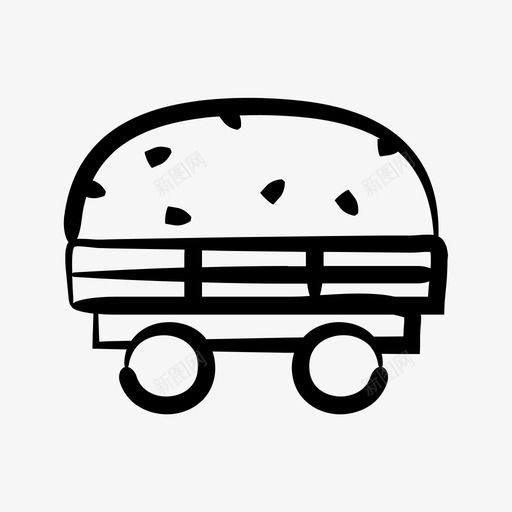 干草堆手推车收获图标svg_新图网 https://ixintu.com 干草堆 手推车 手绘 拖车 收获