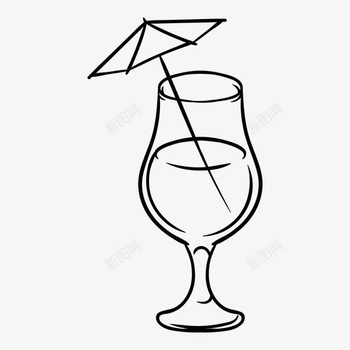 鸡尾酒雨伞图标svg_新图网 https://ixintu.com 雨伞 鸡尾酒