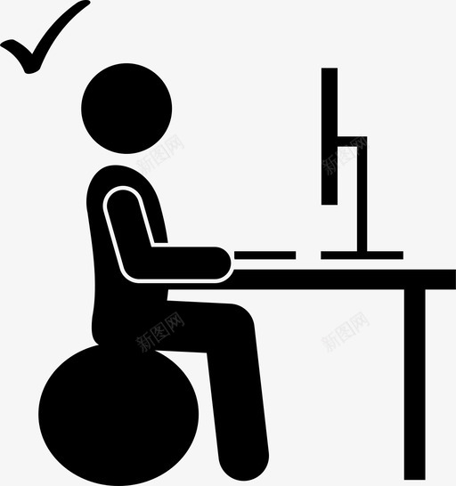 电脑健身球人坐图标svg_新图网 https://ixintu.com 人 坐 坐姿端正 工作 正确和不正确的坐姿 电脑健身球