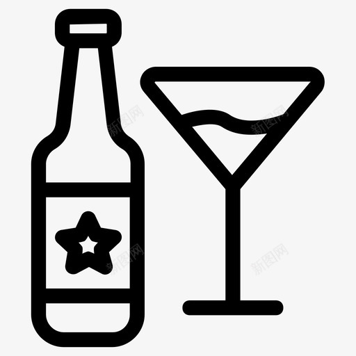 香槟酒饮料图标svg_新图网 https://ixintu.com 葡萄酒 酒 酒店平滑线条图标 酒杯 饮料 香槟
