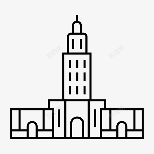 路易斯安那州建筑地标图标svg_新图网 https://ixintu.com 地标 建筑 旅游 纪念碑 路易斯安那州 首都世界地标线