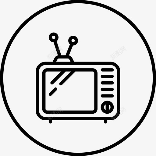 电视天线老式图标svg_新图网 https://ixintu.com 复古 夏季圆形线路 天线 电视 白噪声 老式