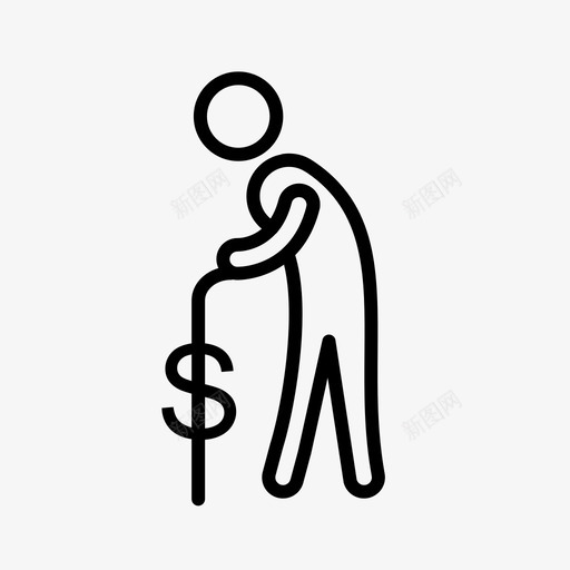 养老金老人退休图标svg_新图网 https://ixintu.com 养老金 老人 退休 银行