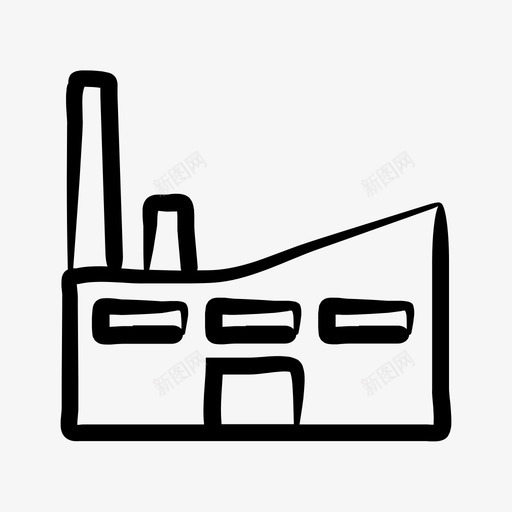 工厂建筑制造图标svg_新图网 https://ixintu.com 供应商 制造 工厂 建筑 手绘 生产
