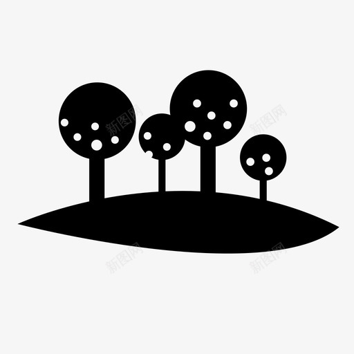 果树小山风景图标svg_新图网 https://ixintu.com 小山 果树 自然 风景