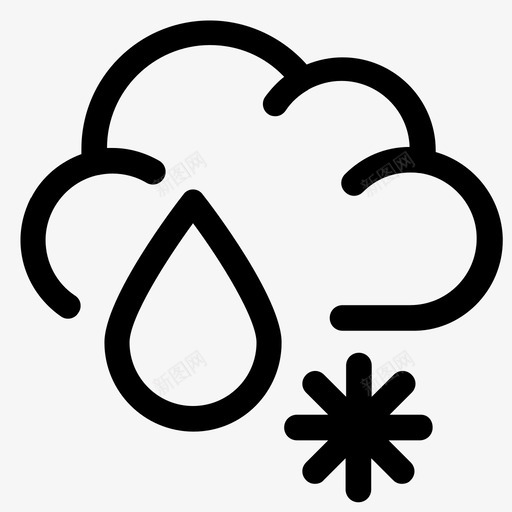 雨夹雪云雨图标svg_新图网 https://ixintu.com 云 天气 雨 雨夹雪 雪