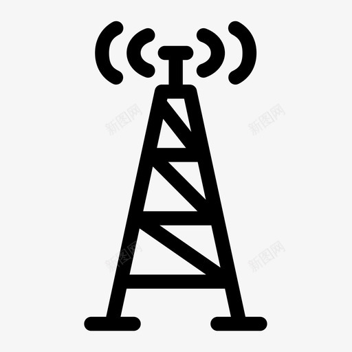 塔台收音机天线信号图标svg_新图网 https://ixintu.com 信号 塔台收音机 天线 电台