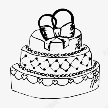 婚礼蛋糕手绘素描图标图标