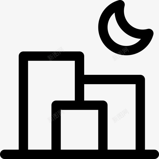 城市风景月亮图标svg_新图网 https://ixintu.com 城市 夜晚 天际线 房地产 月亮 风景