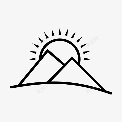 山高地太阳图标svg_新图网 https://ixintu.com 太阳 山 山峰 高地