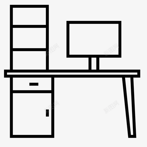 书桌电脑家具图标svg_新图网 https://ixintu.com 书桌 办公室 办公室收藏 家具 工作 房间 电脑