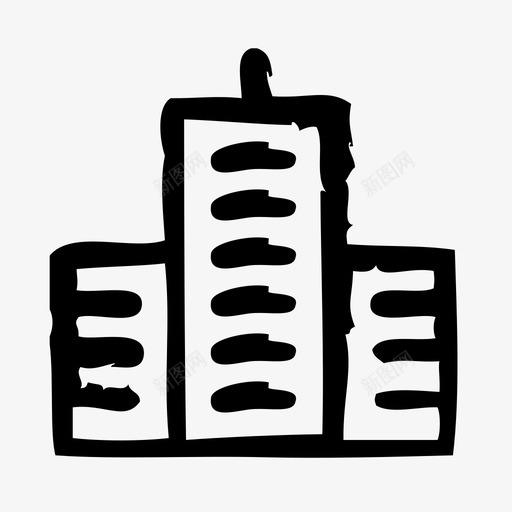 建筑城市位置图标svg_新图网 https://ixintu.com 位置 地图 城市 城镇 建筑 草图
